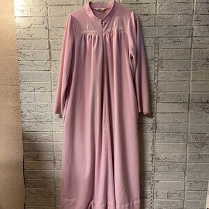 Vintage Shadowline Pink Fleece Long Robe Housecoat Medium